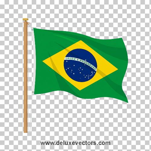 Waving Brazil Flag Vector Free Transparent PNG