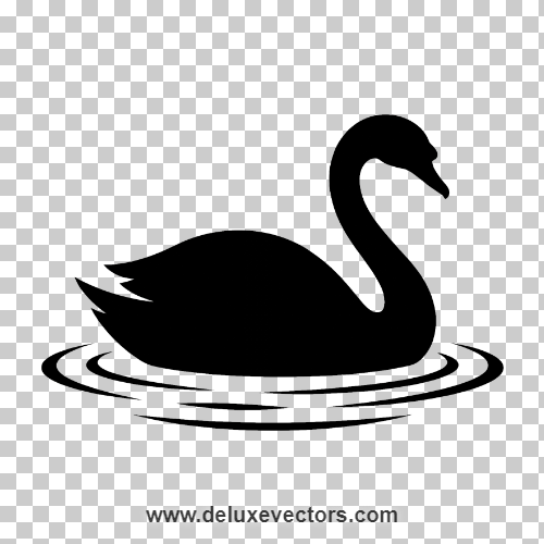 Elegant Black Swan Silhouette Free Transparent PNG