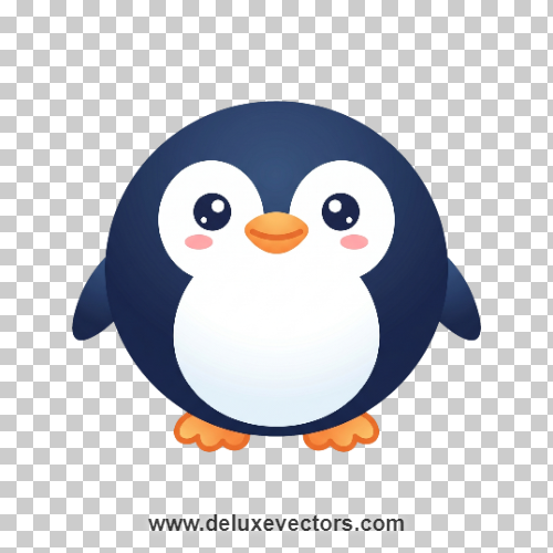 Adorable Round Cartoon Penguin Mascot Vector PNG