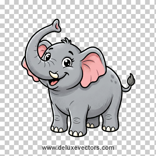 Cute Cartoon Big Elephant Trumpeting PNG Free Download