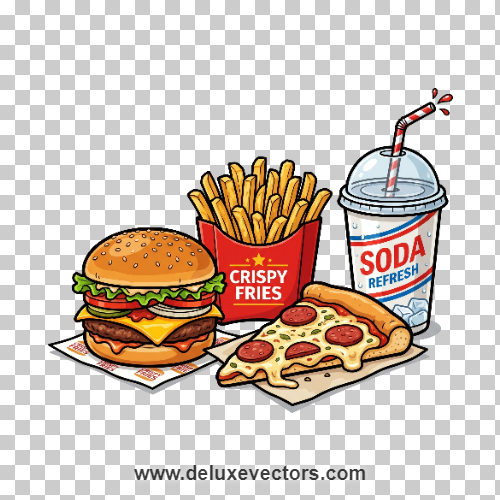 Fast Food Combo Set Graphic Vector Free Download