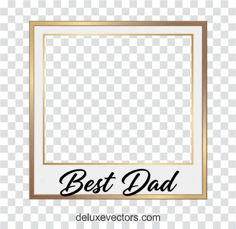 Best Dad Fathers Day Photo Frame PNG Gold Template
