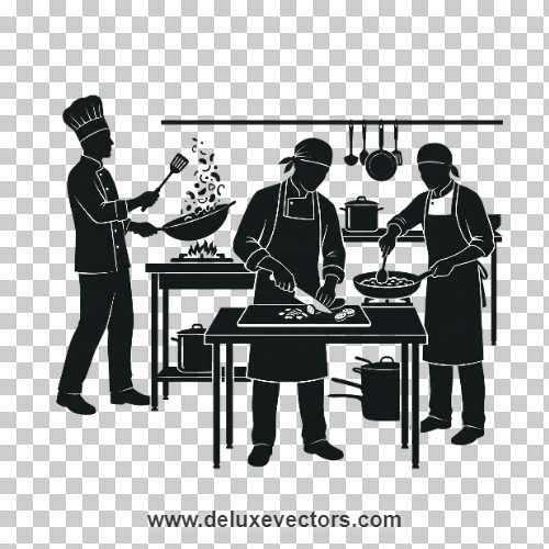 Restaurant Kitchen Vector Silhouettes Clip Art Free Download