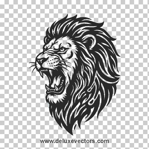 Fierce Lion Tattoo Tribal Ink Vector Art Free Download
