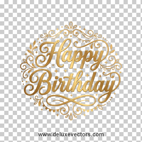 Happy Birthday Vintage Typography Vector Png