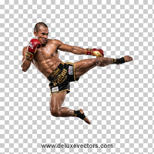 Dynamic Muay Thai Kick Boxer Action Kick PNG