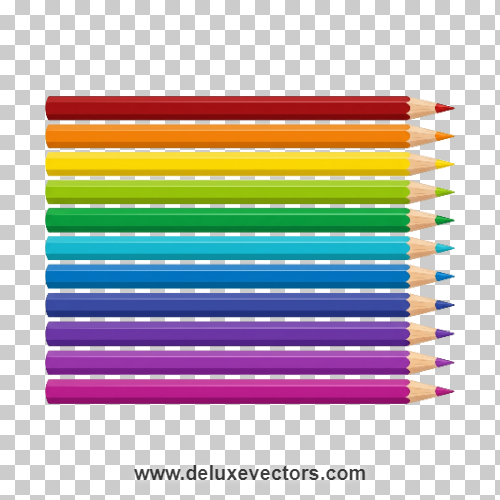 Multicolored Colored Pencils Row Clipart Free Png