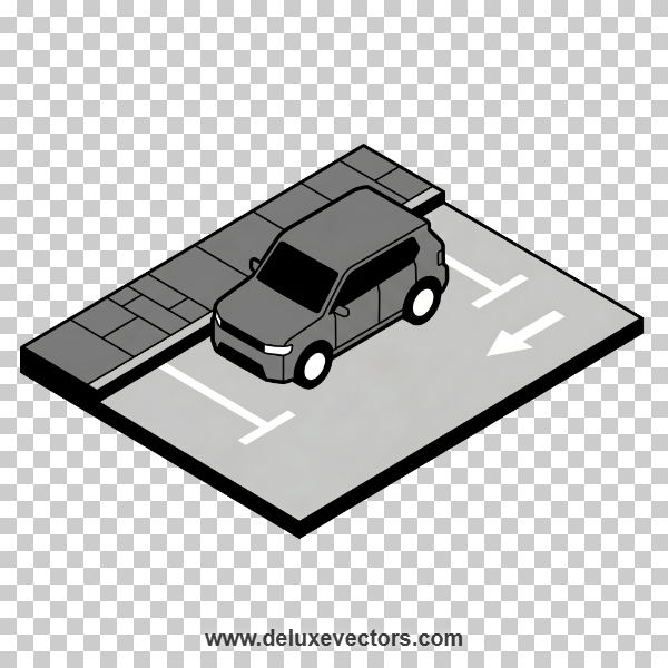 Parked Vehicle Grayscale Vector