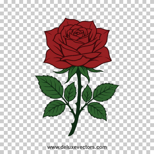 Rose Vector Png - Premium Solid 2D Floral Asset