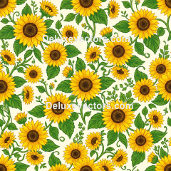 Seamless Sunflower Pattern Vector Floral Background