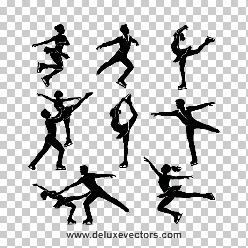 Figure Skaters Silhouette Set Free Transparent PNG