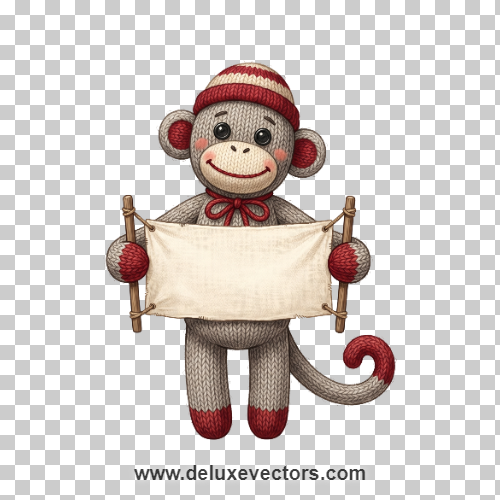 Whimsical Sock Monkey Invitation Clipart Free PNG