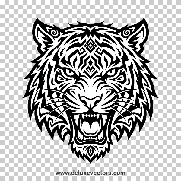 Tribal Tiger Tattoo Vector - Geometric Kaplan Tattoo Design