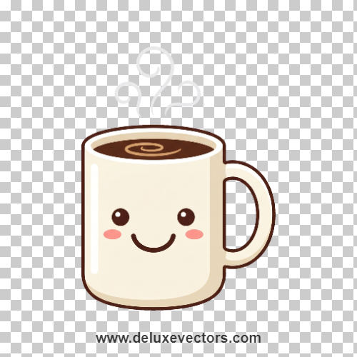 Cute Cartoon Smiling Coffee Mug Emotion Vector