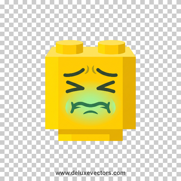Lego Smiley Sick Toy Head Vector Emoji