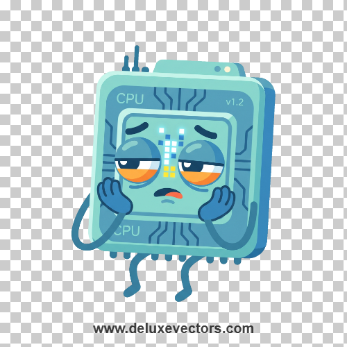 Computer Processor Idle Character PNG | Tech Vector Clipart