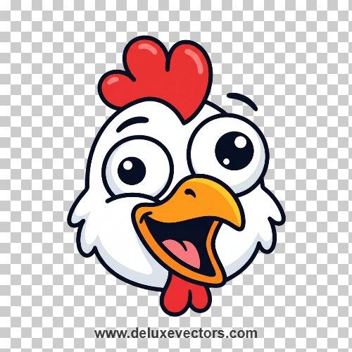 Funny Chicken Face Cartoon PNG | Transparent Clipart Vector Asset