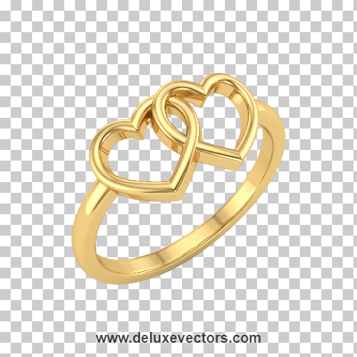3d Gold Heart Ring Jewelry Illustration Vector Png