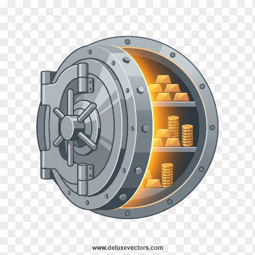 Open Heavy Steel Bank Vault Vector
