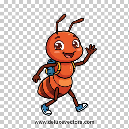 Cute Cartoon Ant PNG | Transparent Insect Mascot Clipart