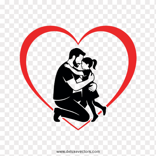 Dad and Daughter Heart Silhouette Png