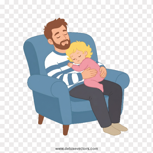 Dads Gentle Nap Armchair Cartoon Vector