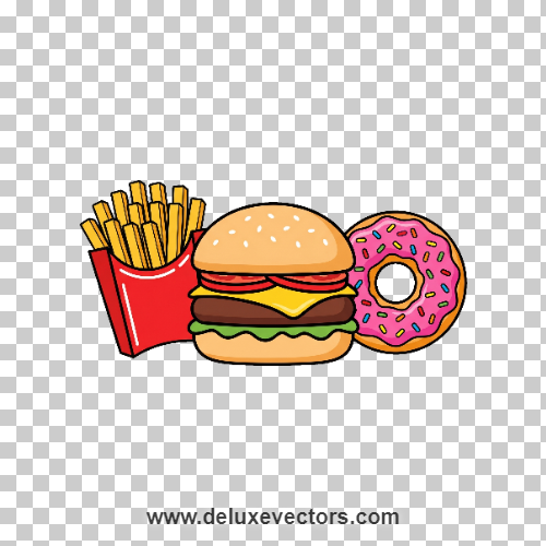Colorful Fast Junk Food Clipart Bundle