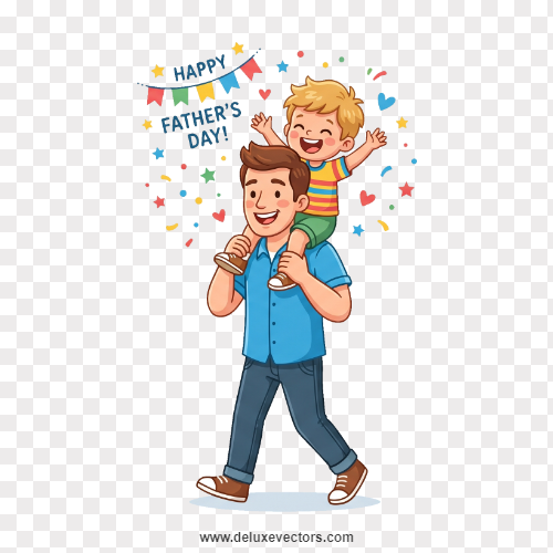 Father Holding Child on Shoulders Vector