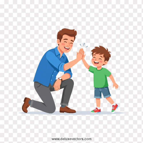 Father and Son High Five Clipart Png