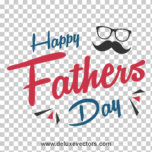 Elegant Red and Blue Script Happy Fathers Day Wordmark