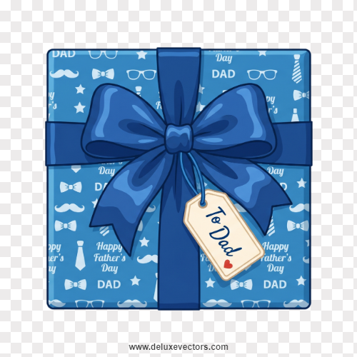 Blue Fathers Day Gift Box Ribbon Clipart