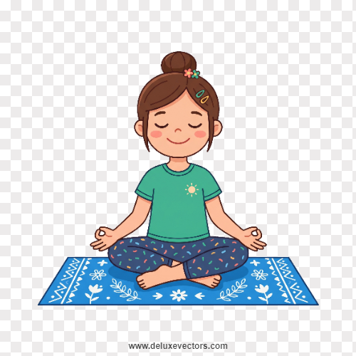 Girl Doing Yoga Cartoon Illustration Mascot