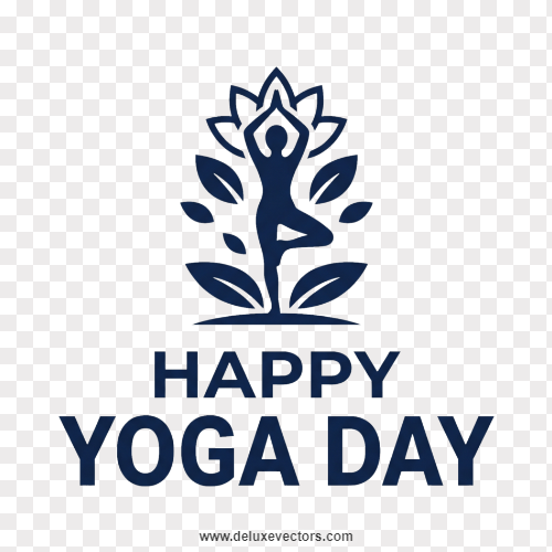 Happy Yoga Day Text Stencil Badge