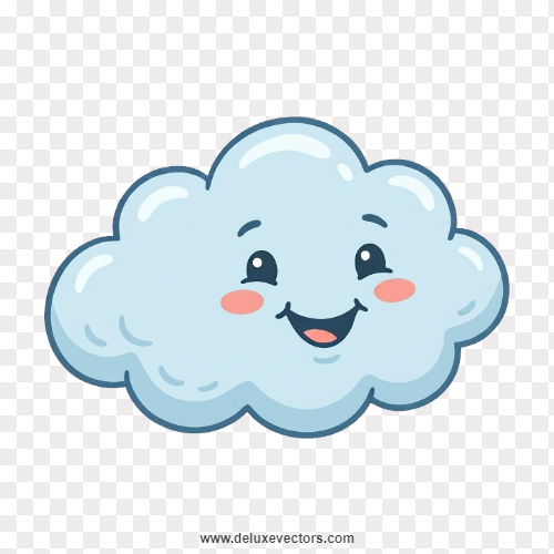 Vector Cloud Face Mascot Cute Clipart