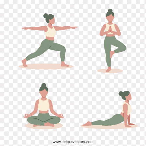Yoga Poses Illustration Clipart Character Set