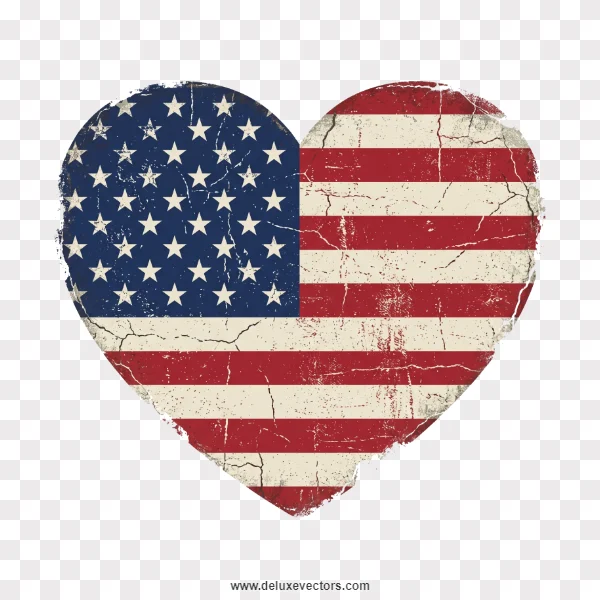 American Flag Heart Graphic T-Shirt Print