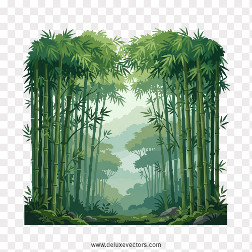 Green Bamboo Trees Forest Vector Landscape