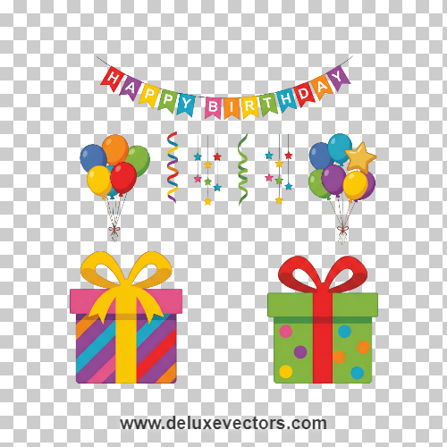 Festive Birthday Party Decorations Banner Graphic Png