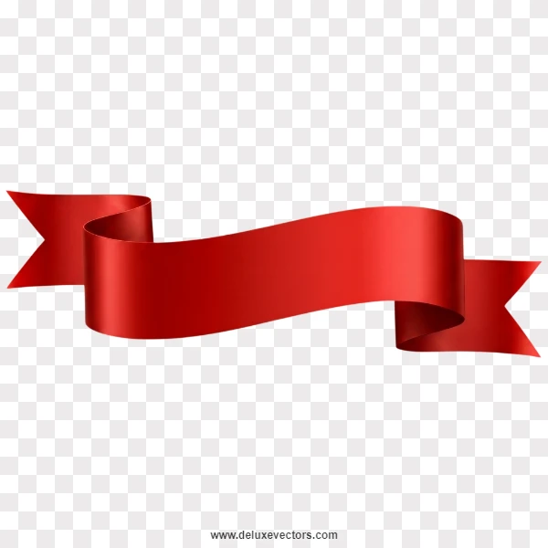 Bright Flat Red Ribbon Banner Cutout