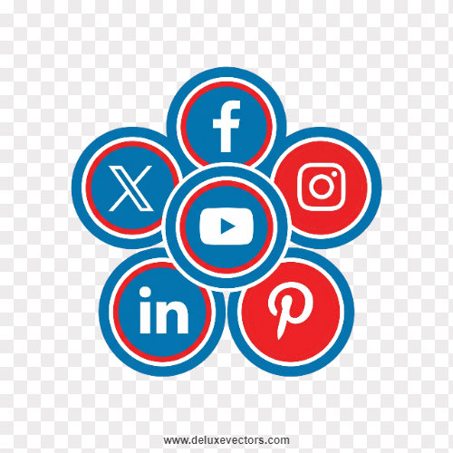 Mixed Circle Social Media Icons Vector Layout Png