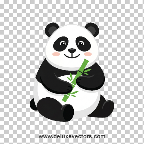 Cute Panda Bear Holding Bamboo Vector Illustration