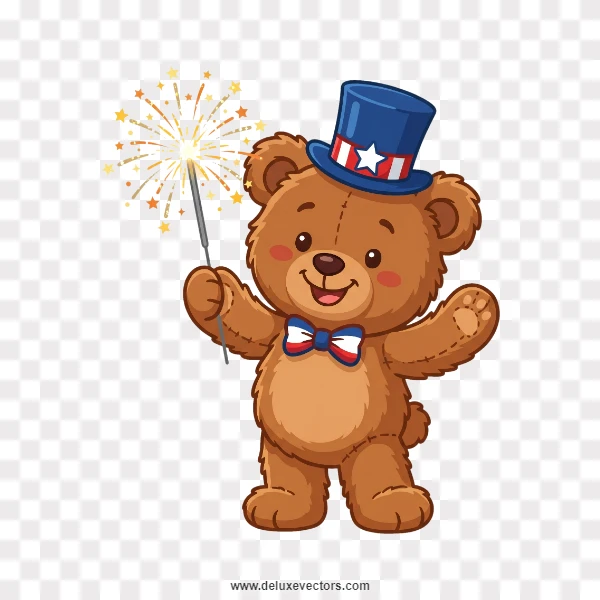 Cute Teddy Bear with Holiday Sparkler Mascot