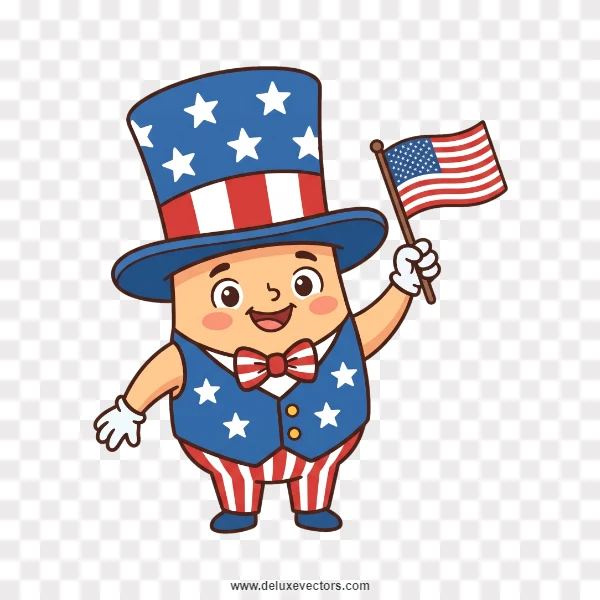 Cute Uncle Sam Holiday Character Mascot Clipart