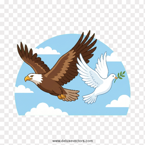 Symbolic Eagle and Dove Flying Clipart Png