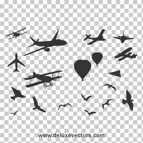 Flying Objects Airplane Silhouette Vector Asset Png