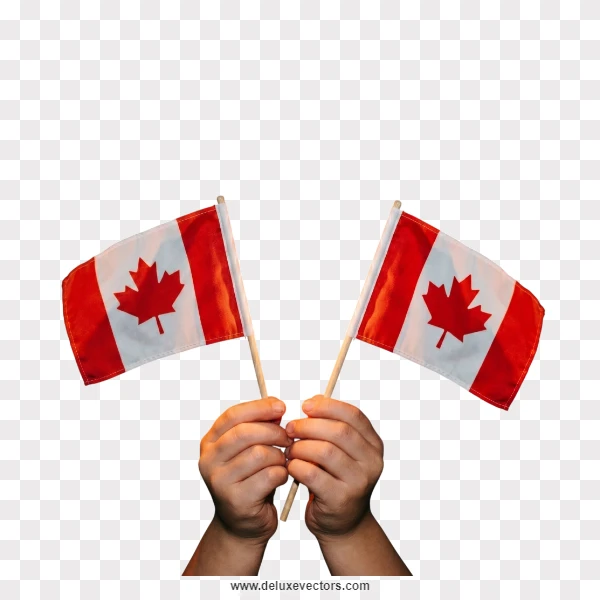 Hands Holding Miniature Canada Flags Clipart