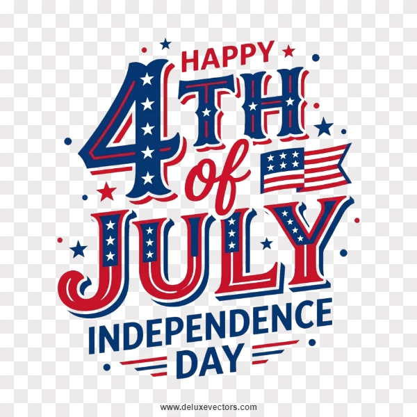 Happy 4th of July Independence Day Typography Logo