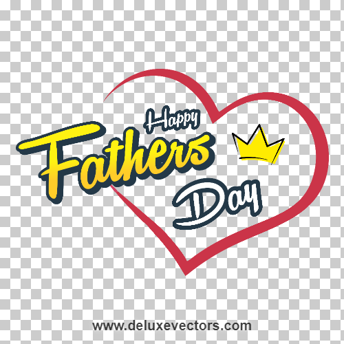 Heart Shape Happy Fathers Day Typography Label Png
