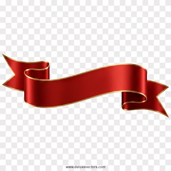 Horizontal Red Banner Thin Gold Stroke Badge