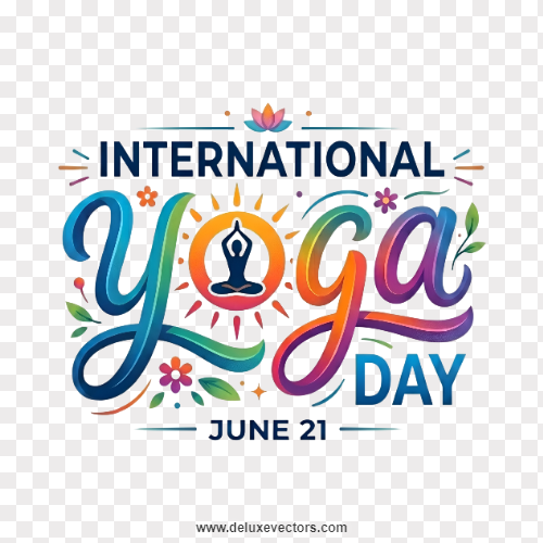 International Yoga Day Clipart Colorful Text